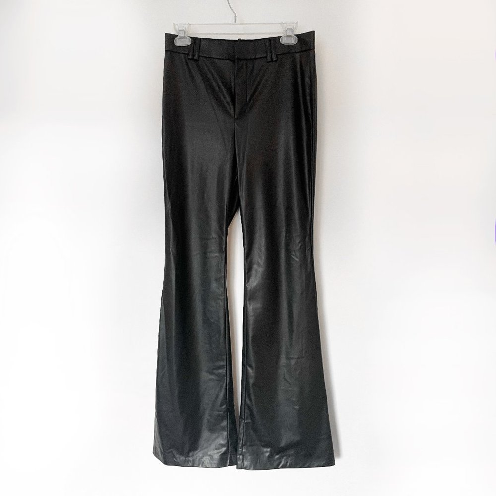 Zara Medium Black Faux Leather Flare Pants